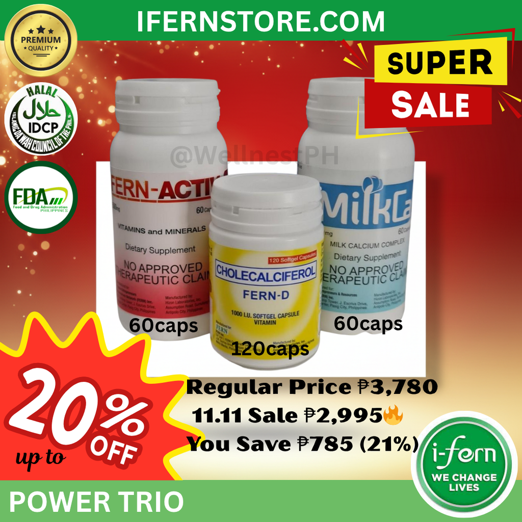 i-Fern Power Trio | Complete Daily Supplement for Immunity, Energy & Bone Strength