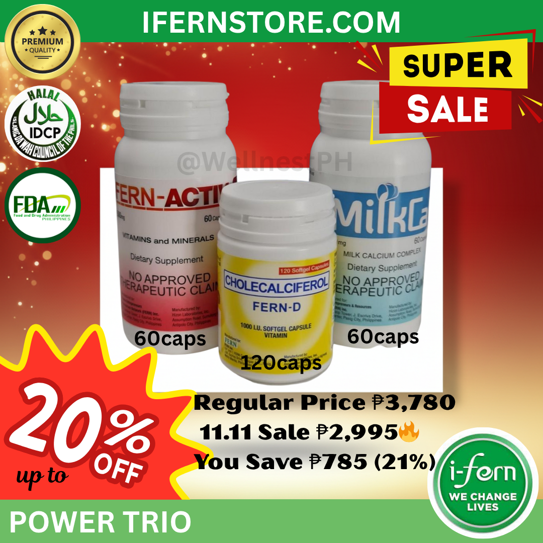 i-Fern Power Trio | Complete Daily Supplement for Immunity, Energy & Bone Strength